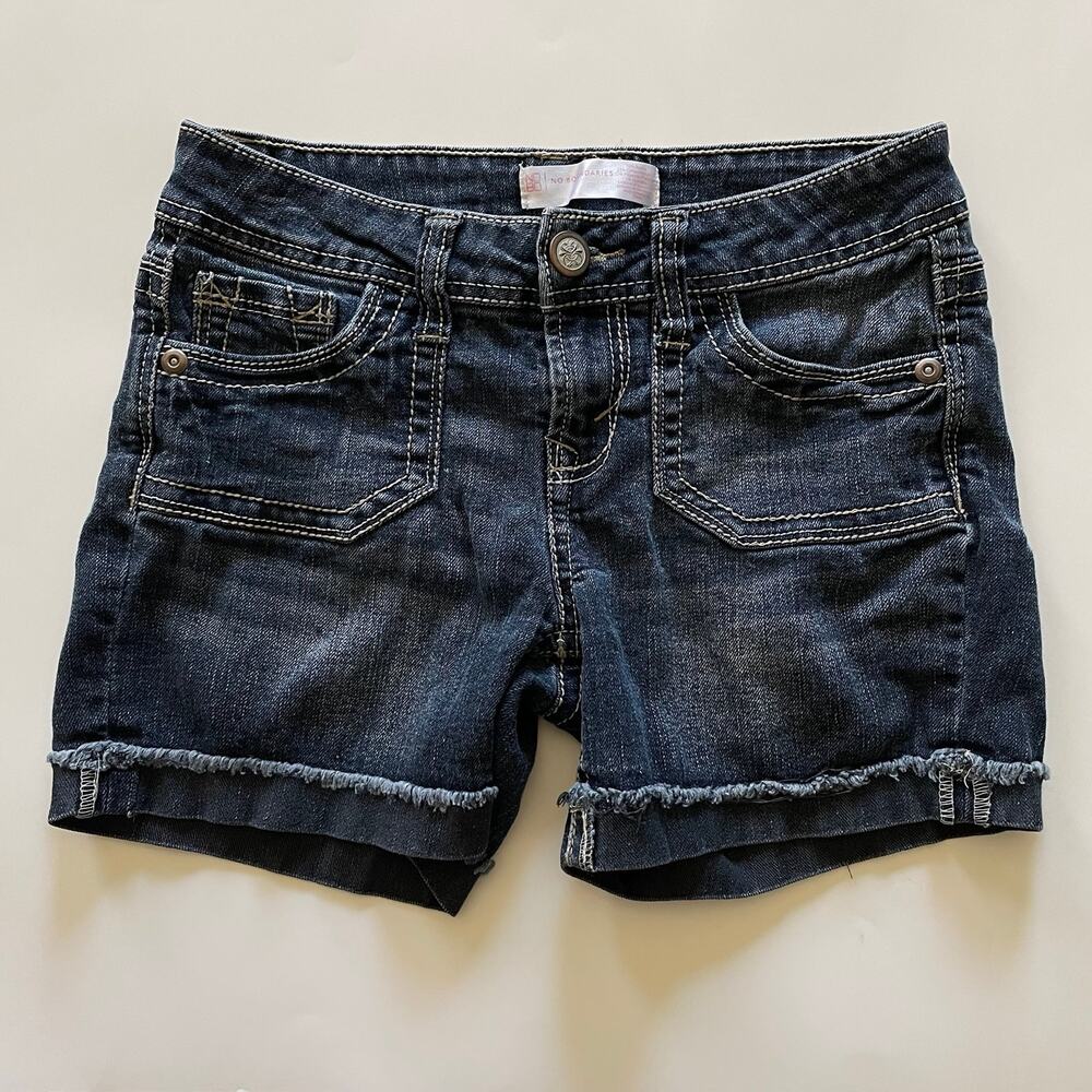 NoBo No Boundaries Stretch Fit Blue Denim Shorts Embellished Back Pockets ~ 5